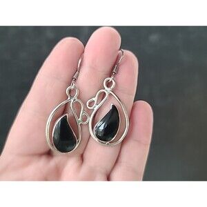 Mexican 925 Sterling Silver Faux Stone Dangling Pierced Earrings Vintage